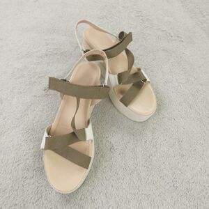 Wonders Platform Sandals Womens 39 8.5‎ Camilia Natural Brown Strap Wedge B 7521